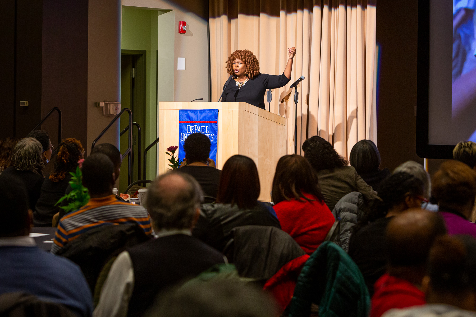 During this year’s keynote address, author and activist LaTosha Brown, emphasized the importance of voting in order to bring about change. (DePaul University/Randall Spriggs)